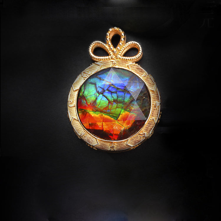 Collana in argento 925 con ammolite naturale Olivenorma