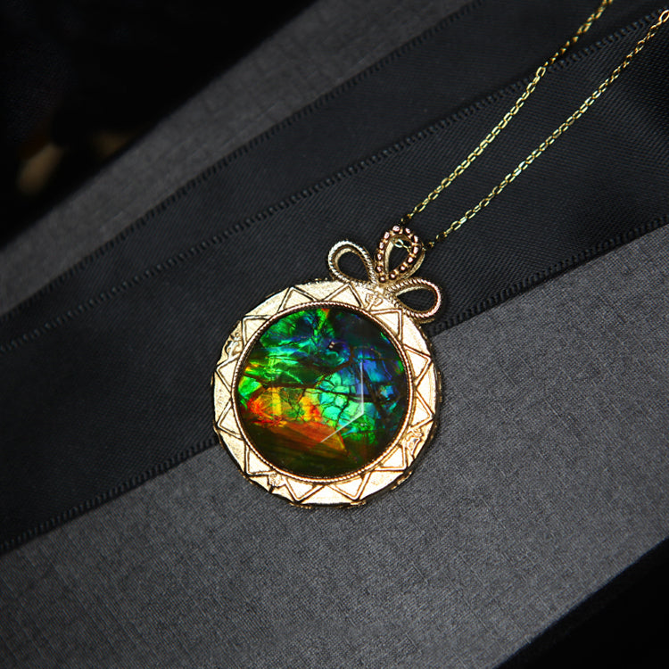 Collana in argento 925 con ammolite naturale Olivenorma