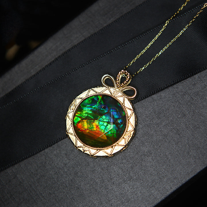 Collana in argento 925 con ammolite naturale Olivenorma
