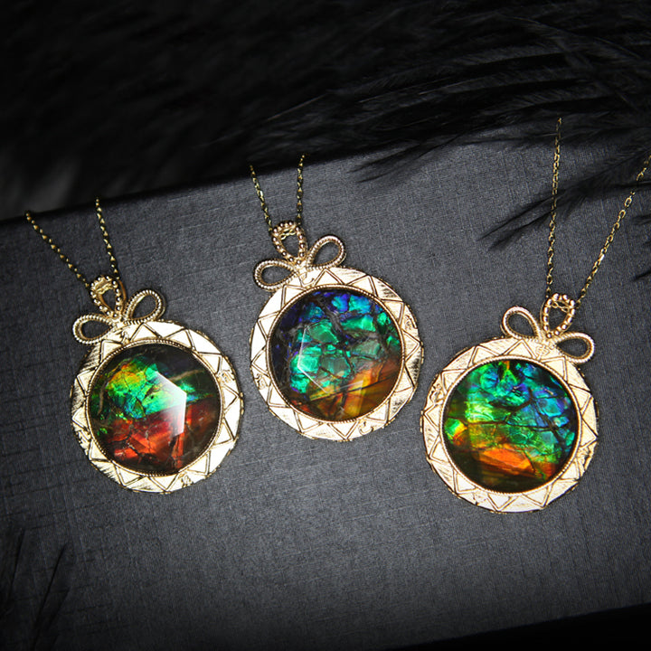 Collana in argento 925 con ammolite naturale Olivenorma