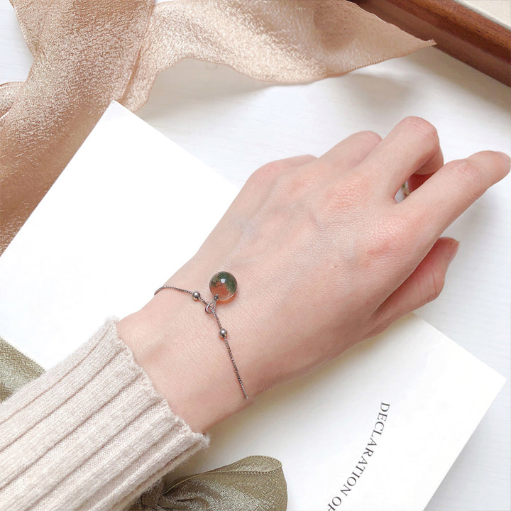 Collana con bracciale in argento sterling con quarzo fantasma verde Olivenorma