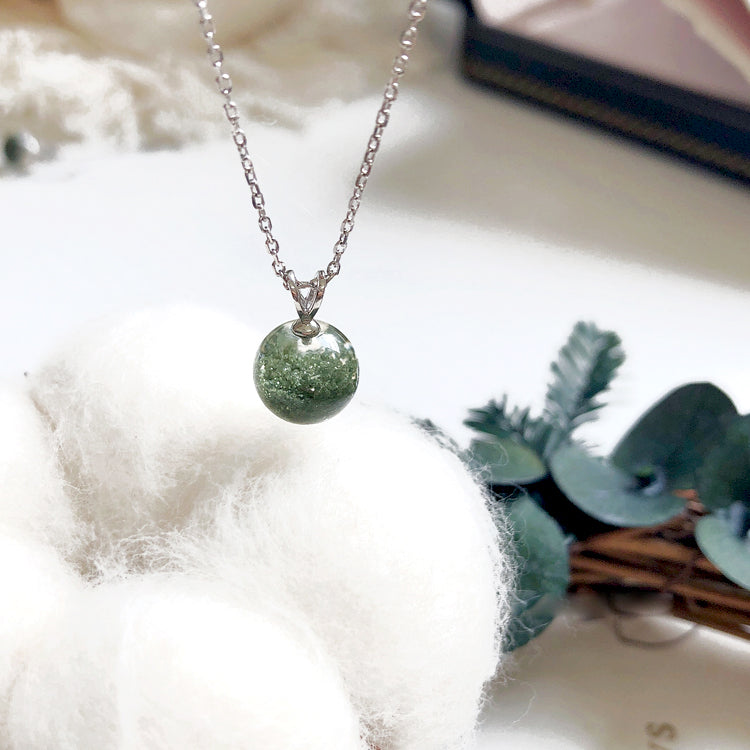 Collana con bracciale in argento sterling con quarzo fantasma verde Olivenorma