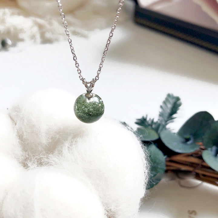 Collana con bracciale in argento sterling con quarzo fantasma verde Olivenorma