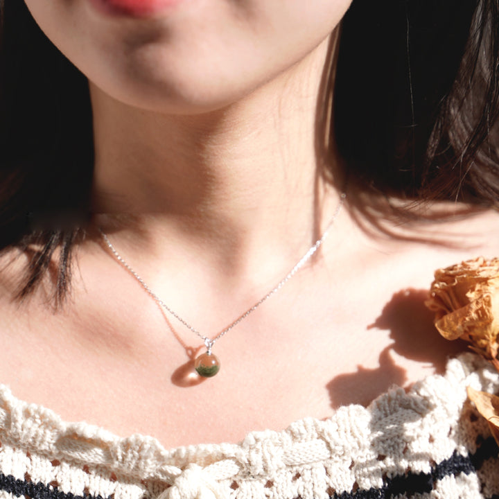 Collana con bracciale in argento sterling con quarzo fantasma verde Olivenorma