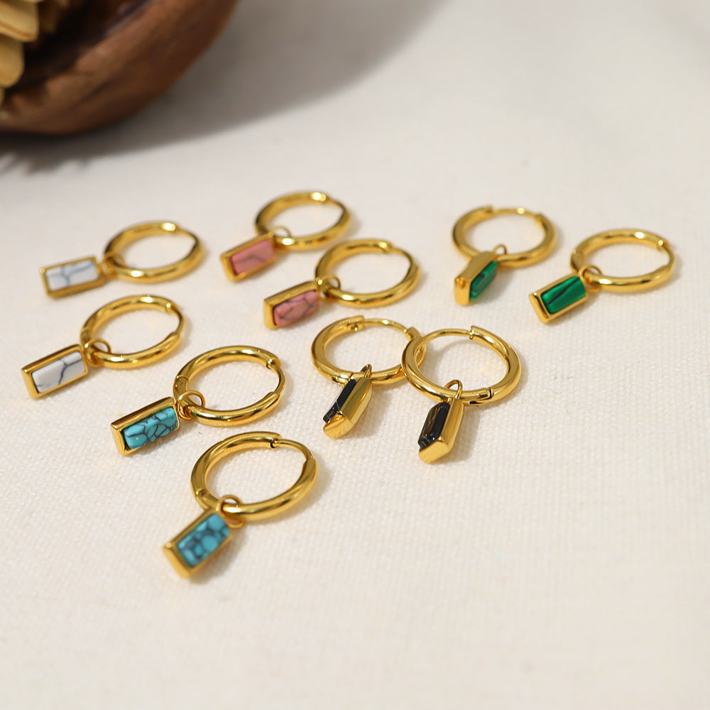 Orecchini pendenti rettangolari in turchese naturale Olivenorma 