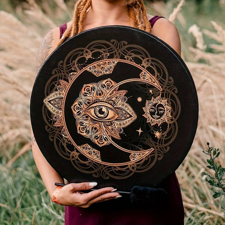 Olivenorma Luna Sole Malocchio Stampa Tamburo Sciamano