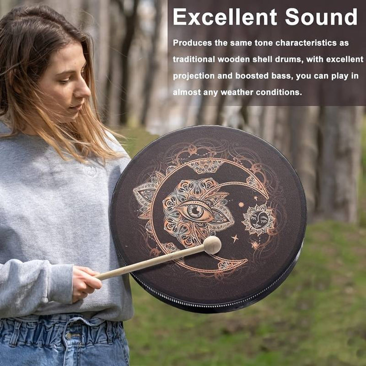Olivenorma Luna Sole Malocchio Stampa Tamburo Sciamano