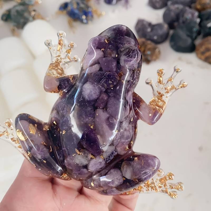 Ornamento di rana in resina di cristallo Olivenorma Decorazione di pietre preziose - Charoite - image 16