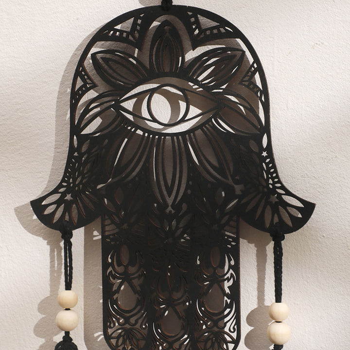 Olivenorma Hamsa Evil Eye Nappa in legno Artigianato Decorazione da parete