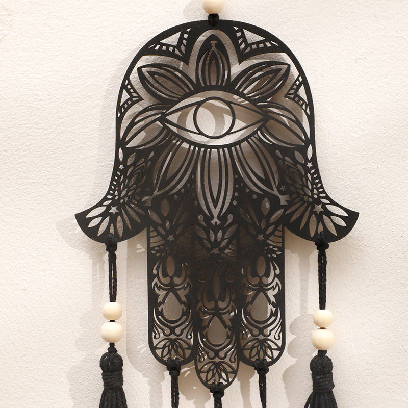 Olivenorma Hamsa Evil Eye Nappa in legno Artigianato Decorazione da parete
