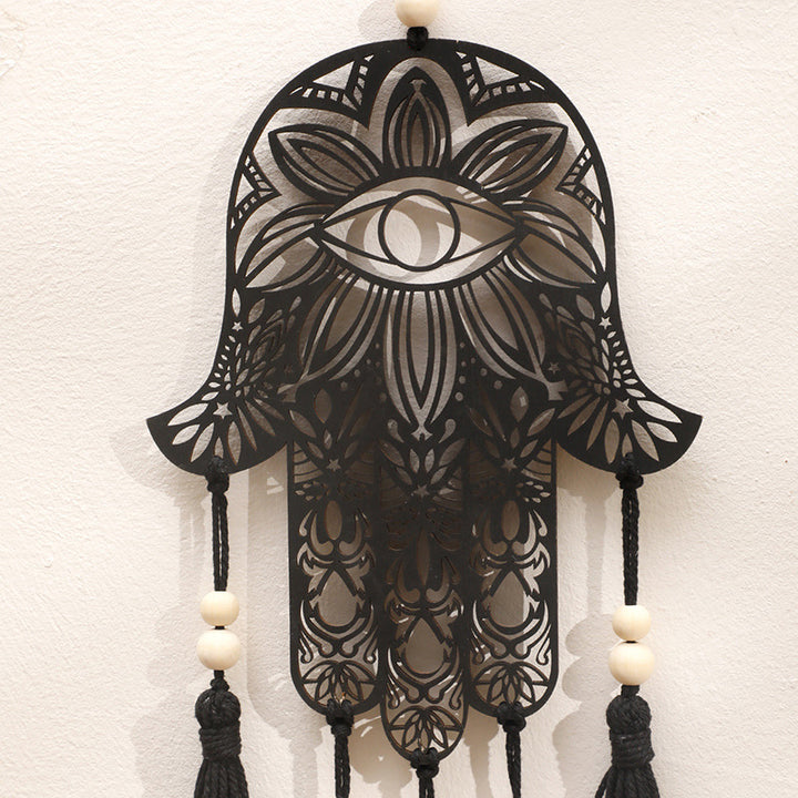 Olivenorma Hamsa Evil Eye Nappa in legno Artigianato Decorazione da parete