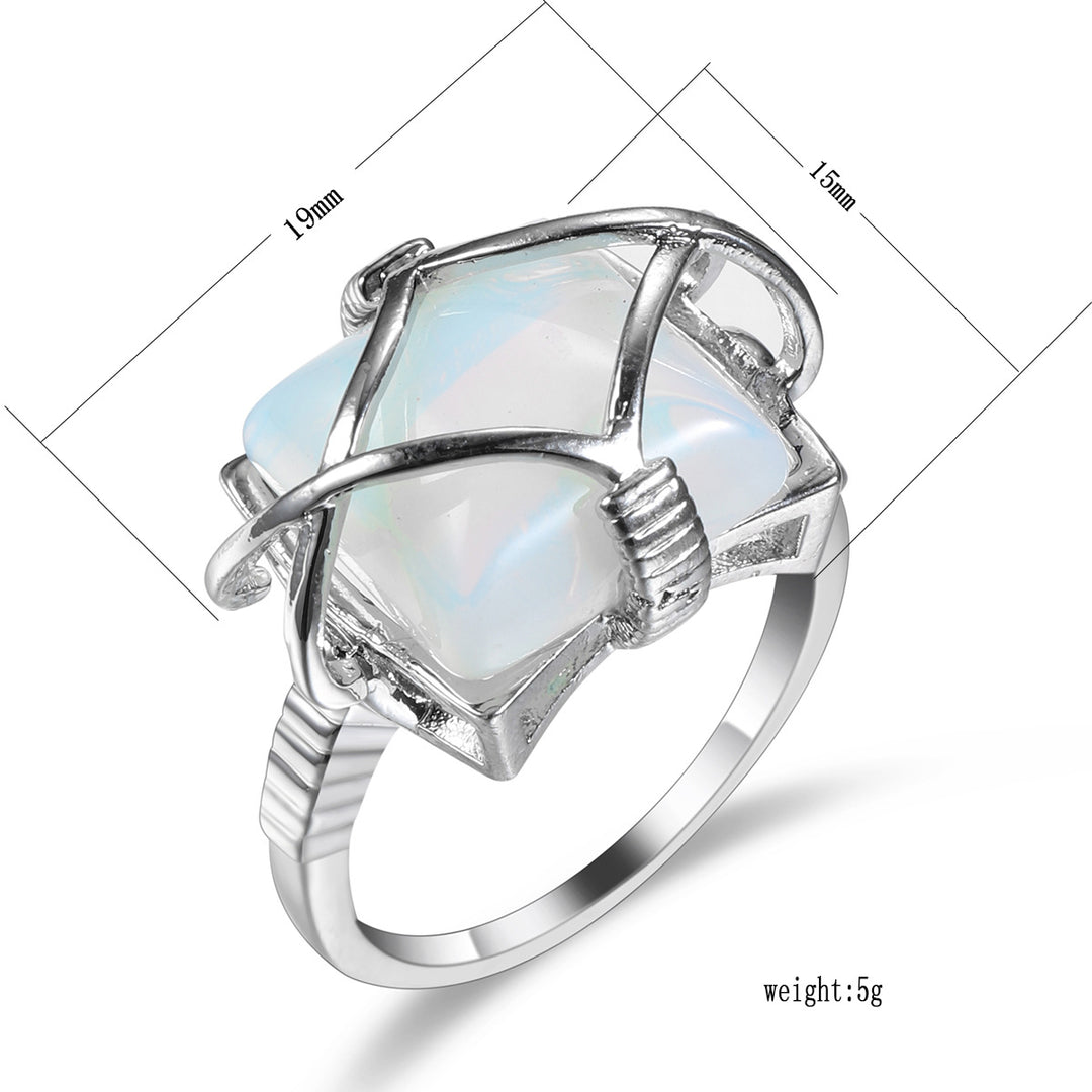 Anello di fidanzamento in opalite bianca Olivenorma