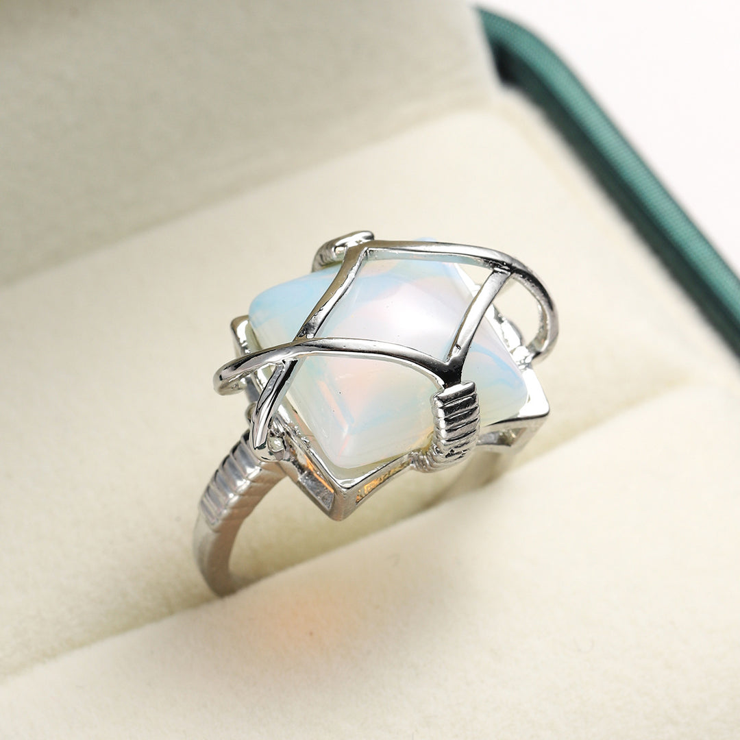 Anello di fidanzamento in opalite bianca Olivenorma