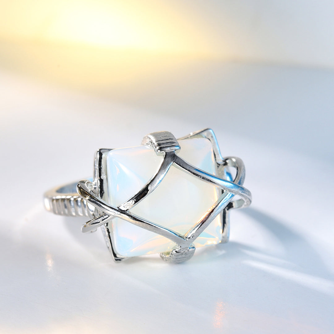 Anello di fidanzamento in opalite bianca Olivenorma