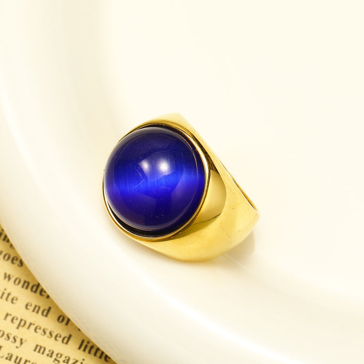 Anello con pietra preziosa grande occhio di gatto Olivenorma