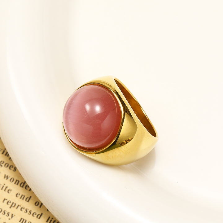 Anello con pietra preziosa grande occhio di gatto Olivenorma