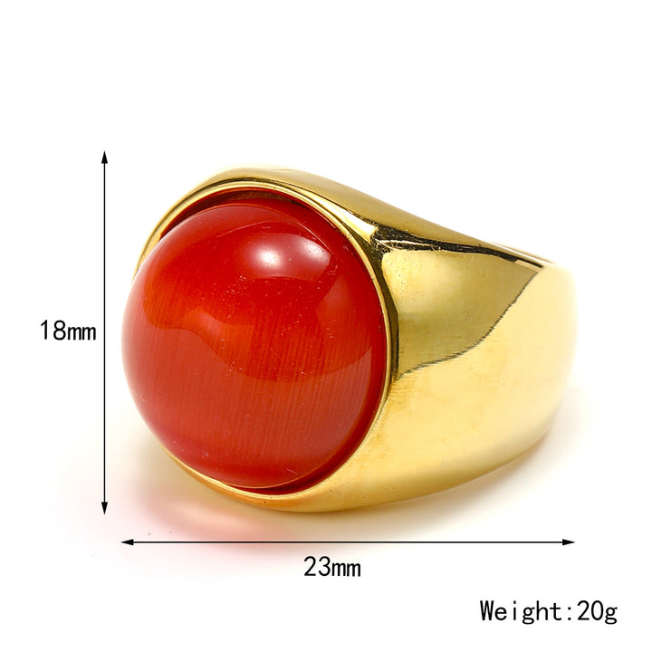 Anello con pietra preziosa grande occhio di gatto Olivenorma