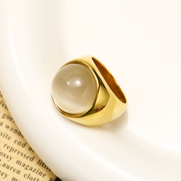 Anello con pietra preziosa grande occhio di gatto Olivenorma