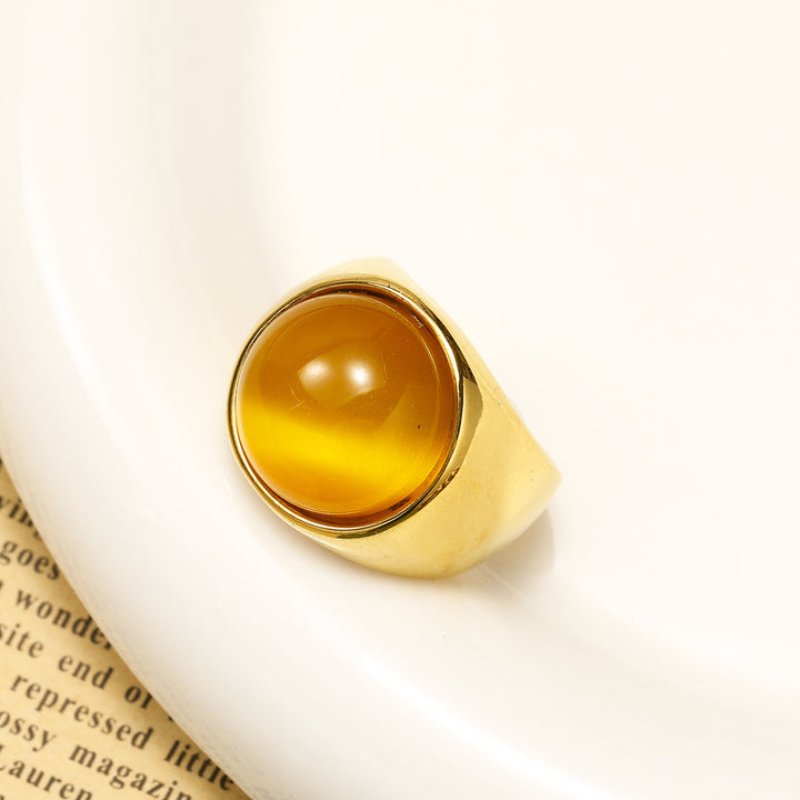Anello con pietra preziosa grande occhio di gatto Olivenorma
