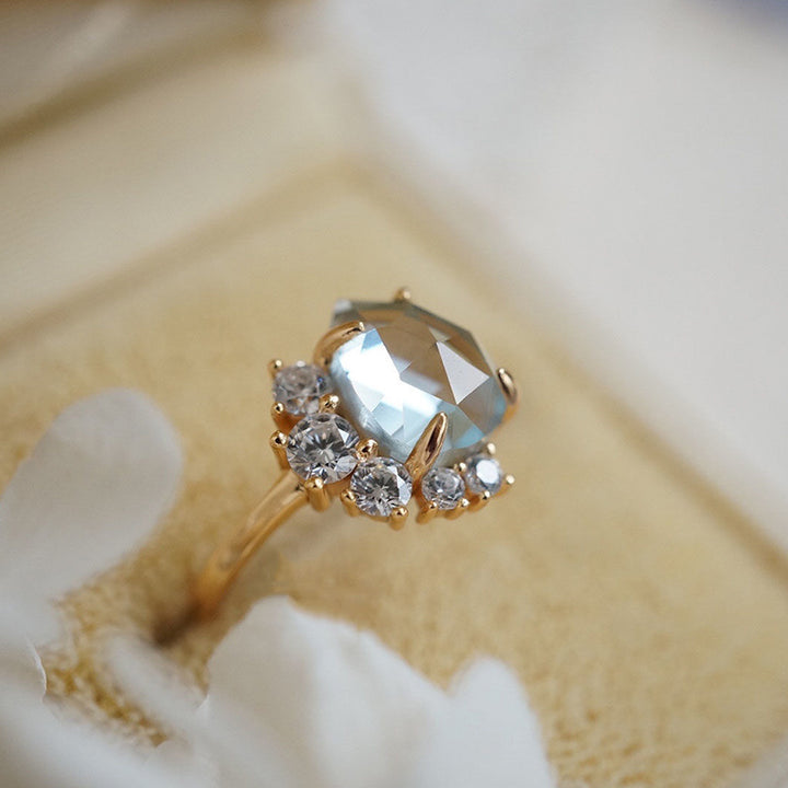 Olivenorma "The Eternal Bliss" - Anello in acquamarina con zircone