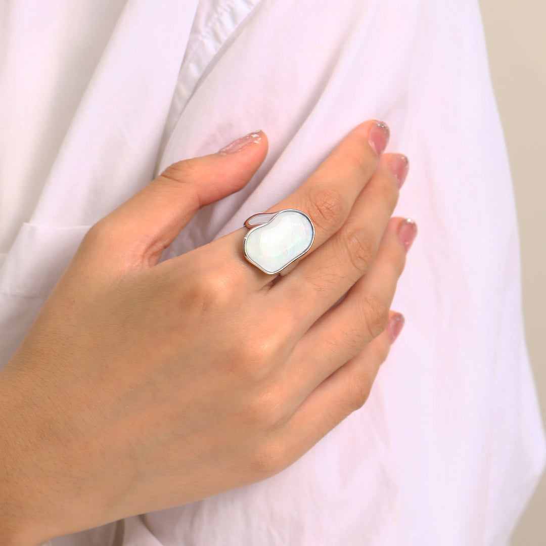 Anello in acciaio al titanio 18K naturale irregolare colorato Olivenorma