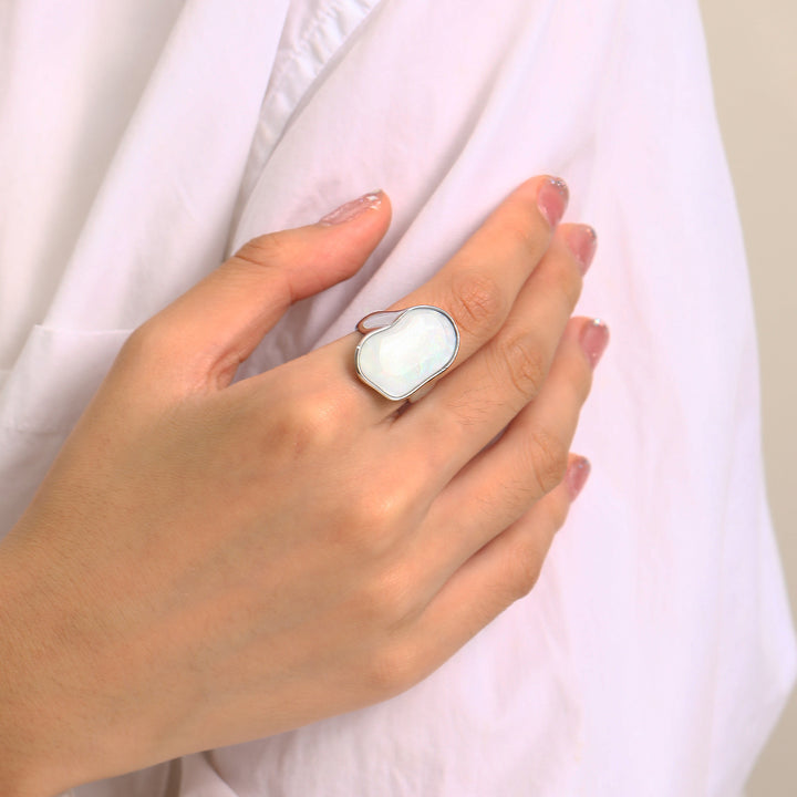 Anello in acciaio al titanio 18K naturale irregolare colorato Olivenorma