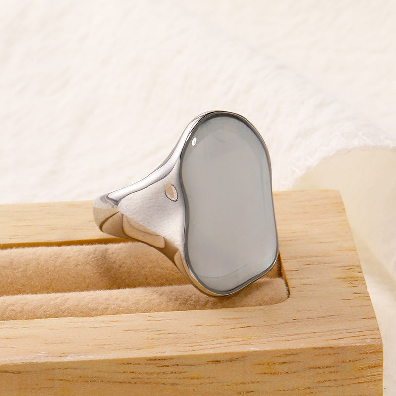 Anello in acciaio al titanio 18K naturale irregolare colorato Olivenorma