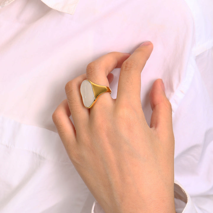 Anello in acciaio al titanio 18K naturale irregolare colorato Olivenorma