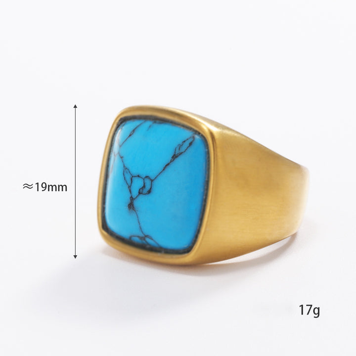 Anello in pietra naturale Olivenorma taglio quadrato placcato oro 18K