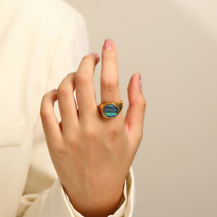 Anello Olivenorma Geometria Madreperla Conchiglia Abalone