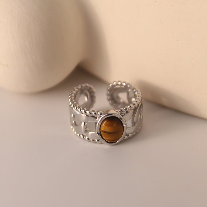 Anello Olivenorma Tiger Eye con larghezza regolabile