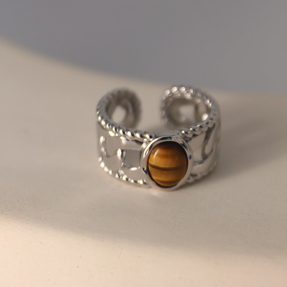 Anello Olivenorma Tiger Eye con larghezza regolabile