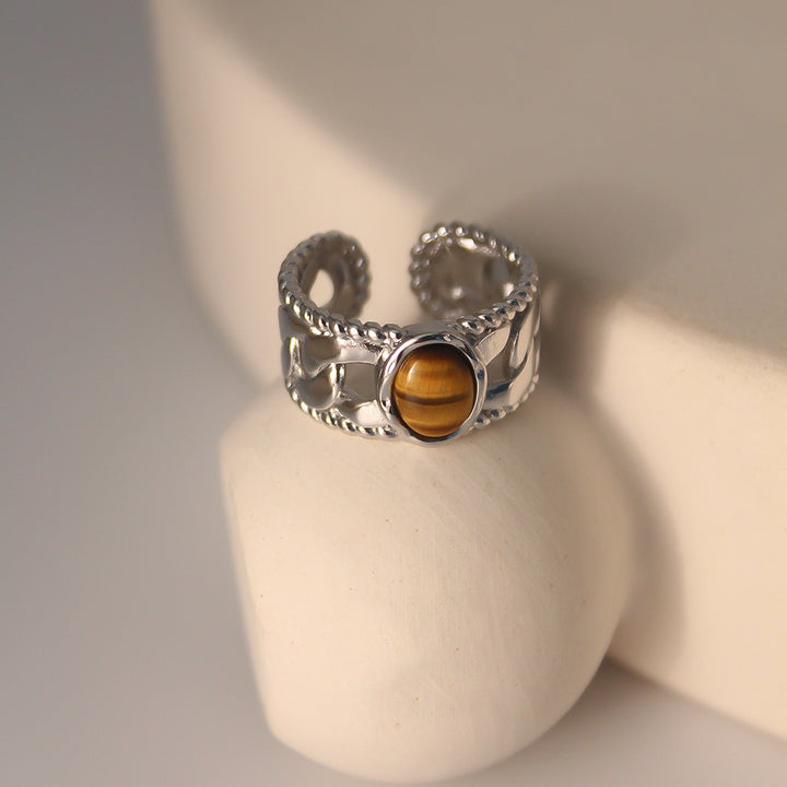 Anello Olivenorma Tiger Eye con larghezza regolabile
