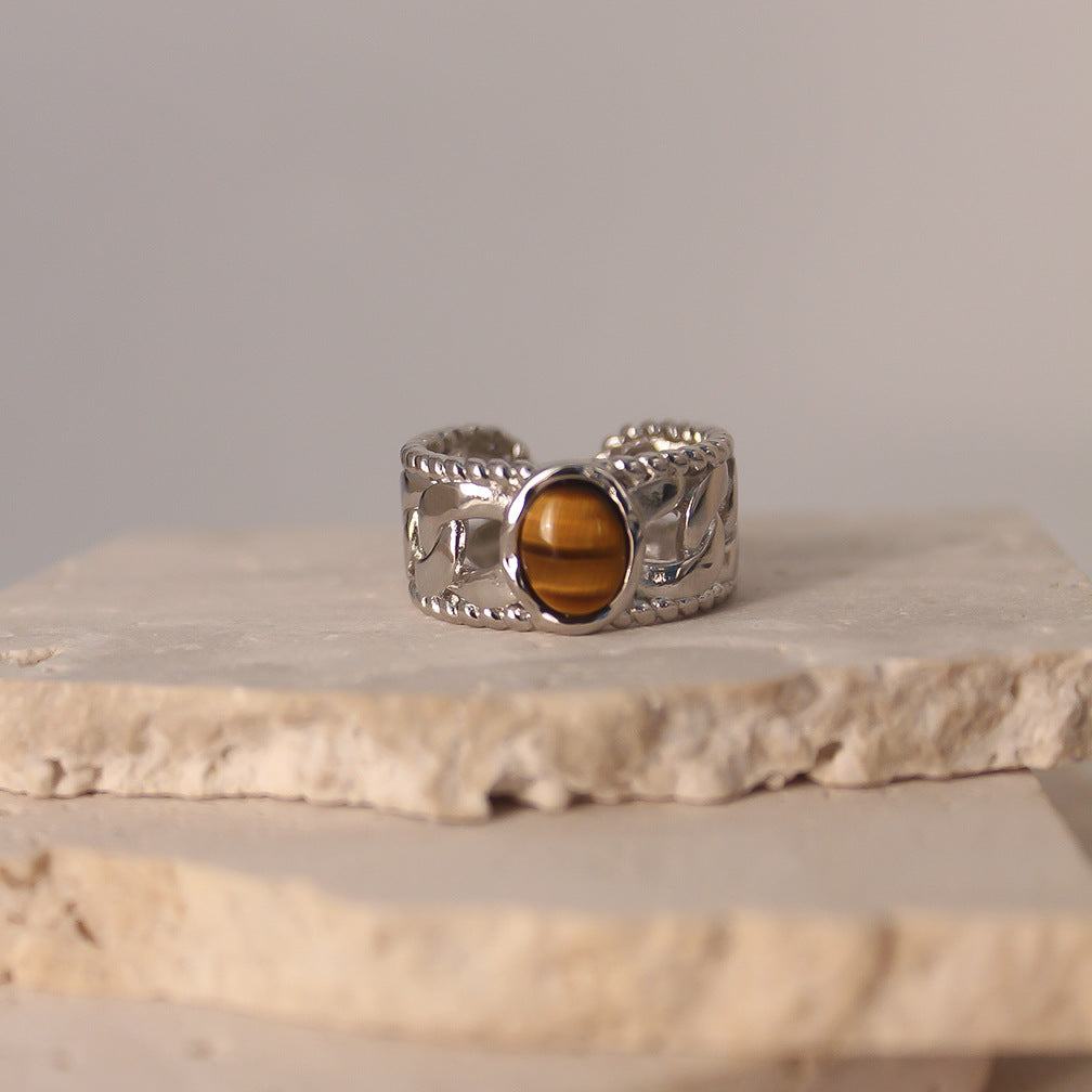 Anello Olivenorma Tiger Eye con larghezza regolabile