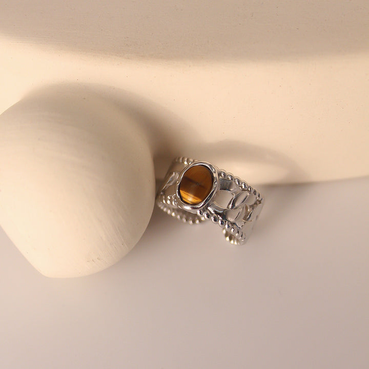 Anello Olivenorma Tiger Eye con larghezza regolabile
