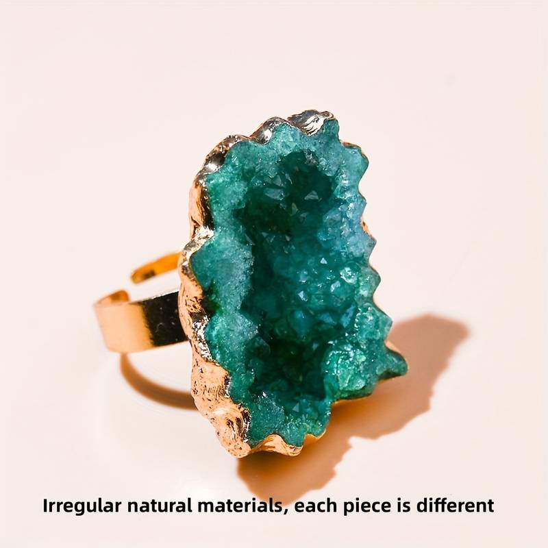 Anello a forma di fiore di sole con cristallo irregolare naturale Olivenorma