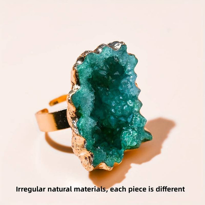 Anello a forma di fiore di sole con cristallo irregolare naturale Olivenorma