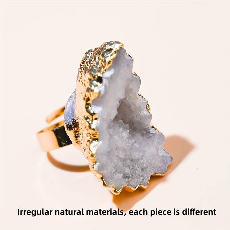 Anello a forma di fiore di sole con cristallo irregolare naturale Olivenorma