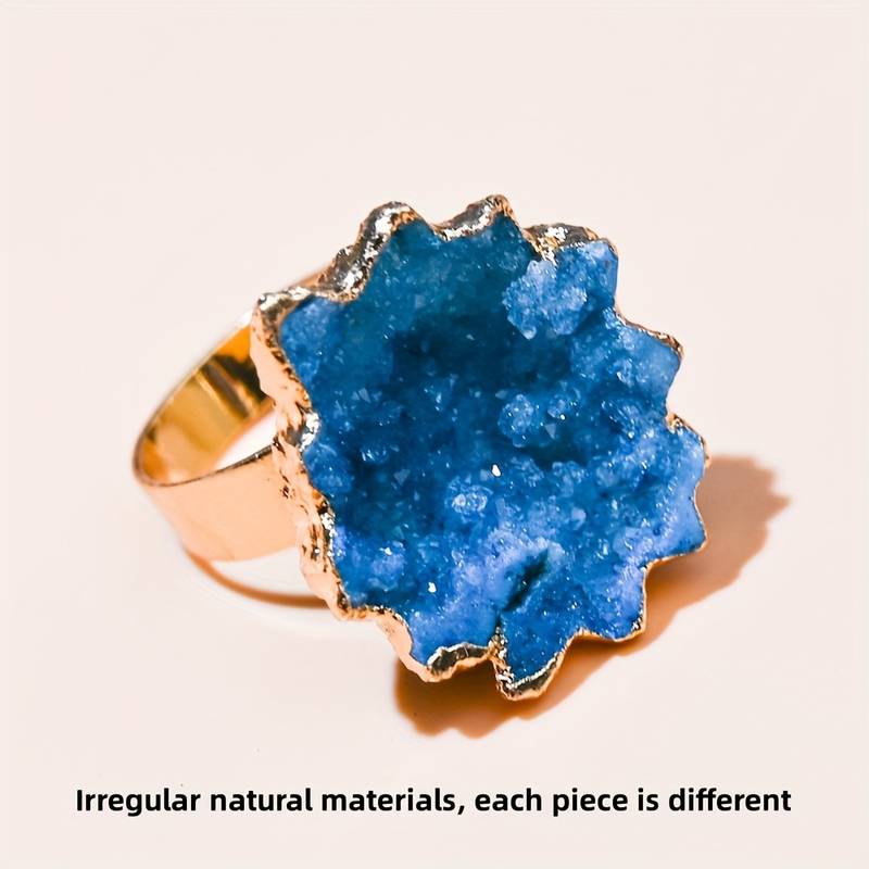 Anello a forma di fiore di sole con cristallo irregolare naturale Olivenorma