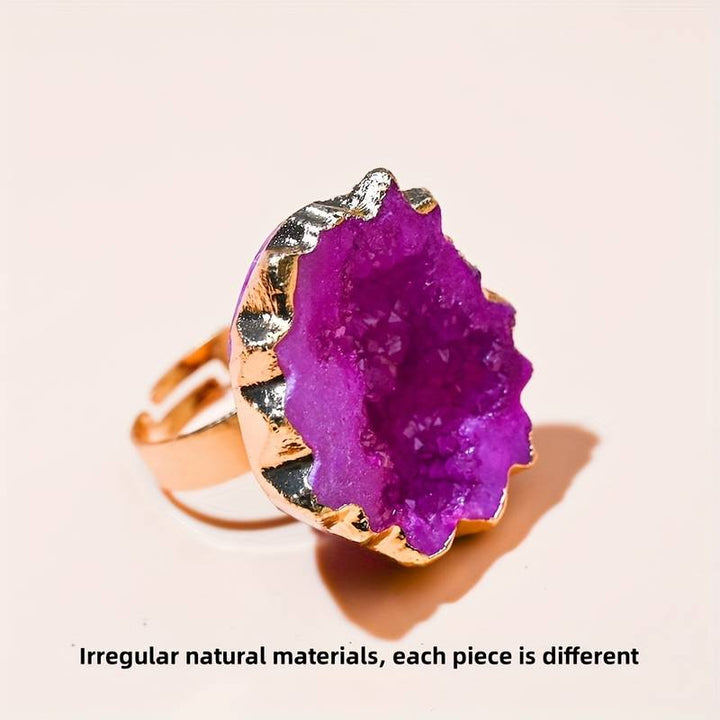Anello a forma di fiore di sole con cristallo irregolare naturale Olivenorma