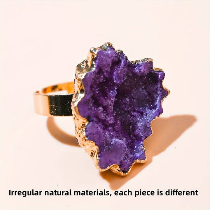 Anello a forma di fiore di sole con cristallo irregolare naturale Olivenorma