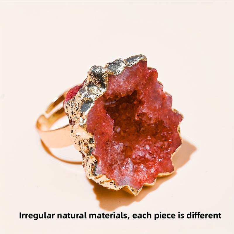 Anello a forma di fiore di sole con cristallo irregolare naturale Olivenorma
