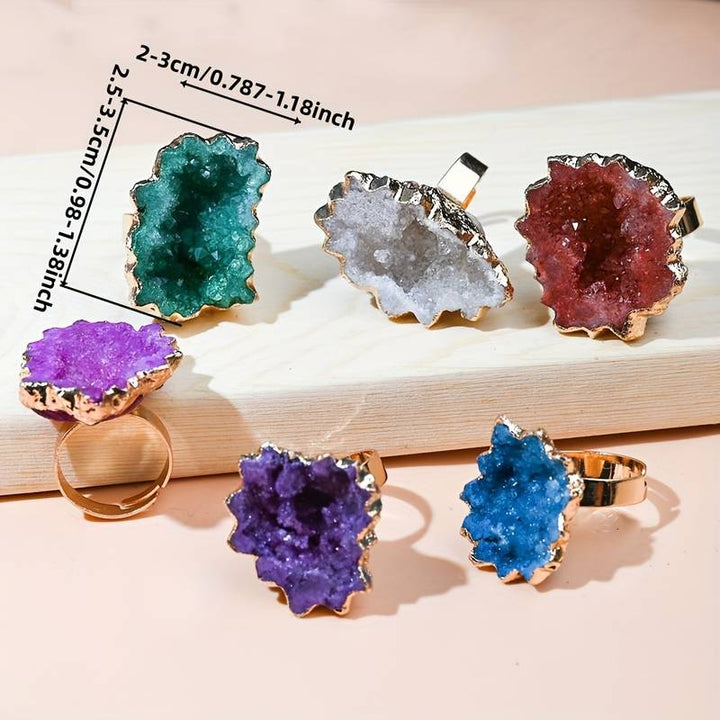 Anello a forma di fiore di sole con cristallo irregolare naturale Olivenorma