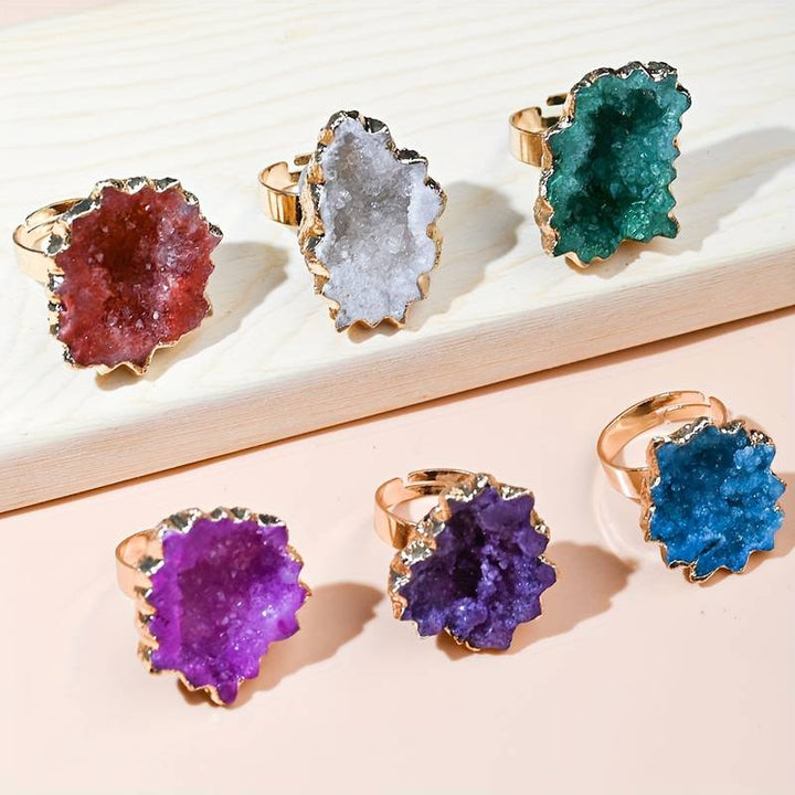Anello a forma di fiore di sole con cristallo irregolare naturale Olivenorma