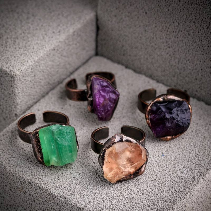 Olivenorma 1PC Anello Regolabile Irregolare in Pietra Grezza Naturale