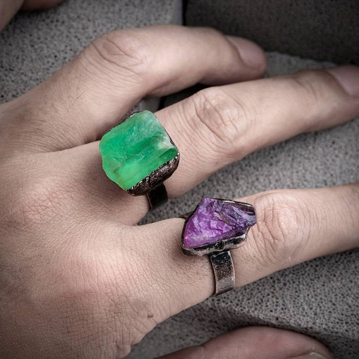Olivenorma 1PC Anello Regolabile Irregolare in Pietra Grezza Naturale