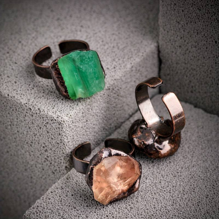 Olivenorma 1PC Anello Regolabile Irregolare in Pietra Grezza Naturale