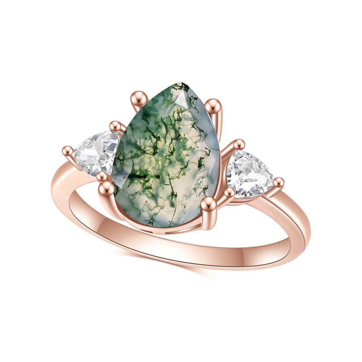 Anello di fidanzamento a goccia in agata muschiata Olivenorma