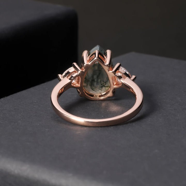 Anello di fidanzamento a goccia in agata muschiata Olivenorma