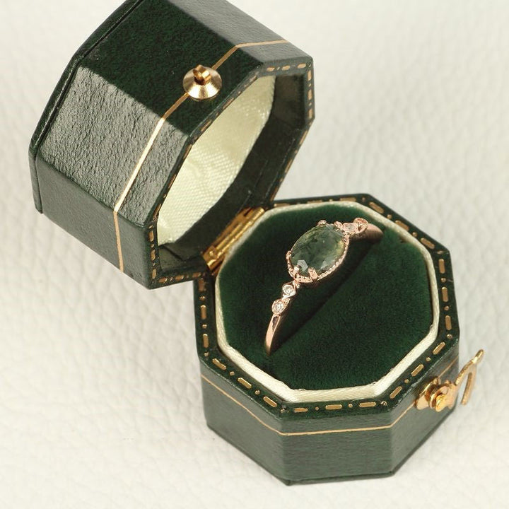 Anello Olivenorma in agata muschiata ovale dorato femminile